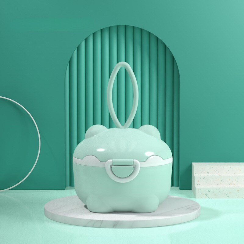 NO BPA Portable Baby Food Storage Cereal Box Milk Powder Cute Cartoon Infant Toddler Snacks Container Formula Dispenser Storager: Mint S