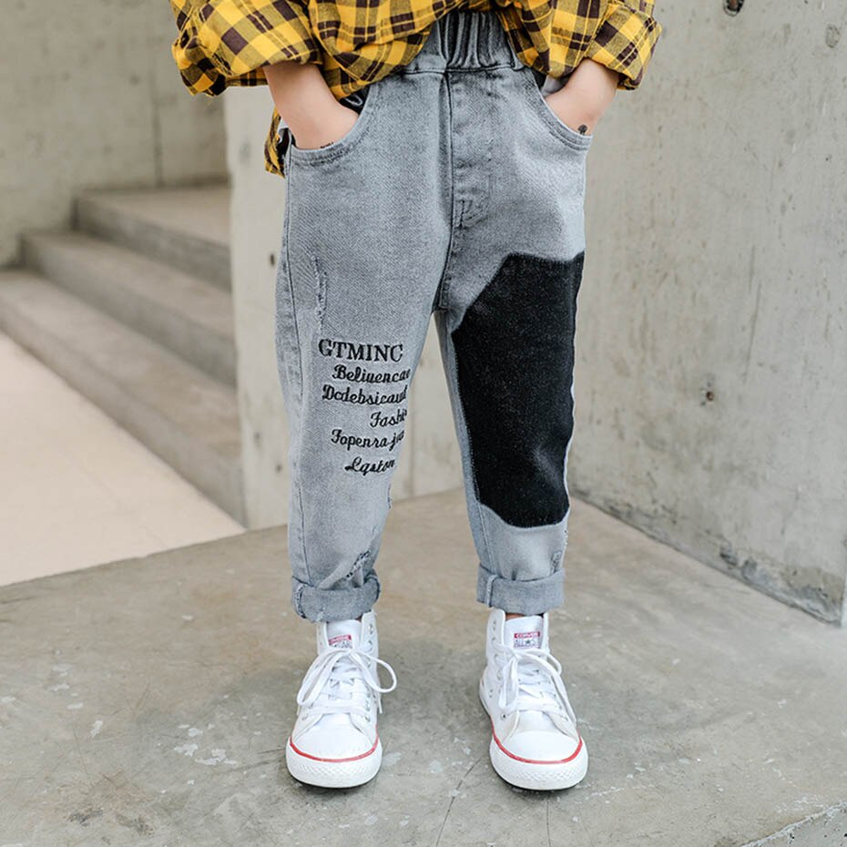 Big Boys Jeans Letter Kids Jeans Boys Autumn Kid's Jeans Casual Style Patchwork Children's Clothing
