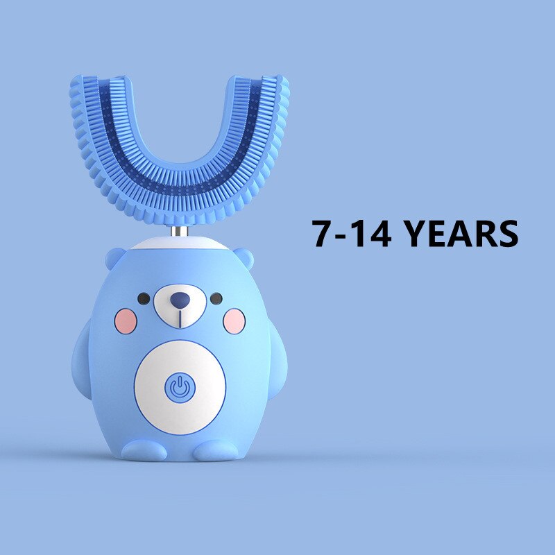 Electric Toothbrush for Kids Children Automatic Sonic U Shaped Brush Head Smart 360 Degrees Escova De Dentes Elétrica Infantil: R8 blue 7-14
