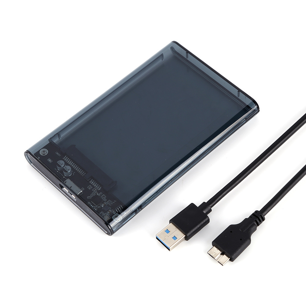 Transparent HDD Case Caddy Box HDD Enclosure 2.5 SSD SATA To USB 3.0 Type-C 3.1 Adapter External Hard Drive Box: black