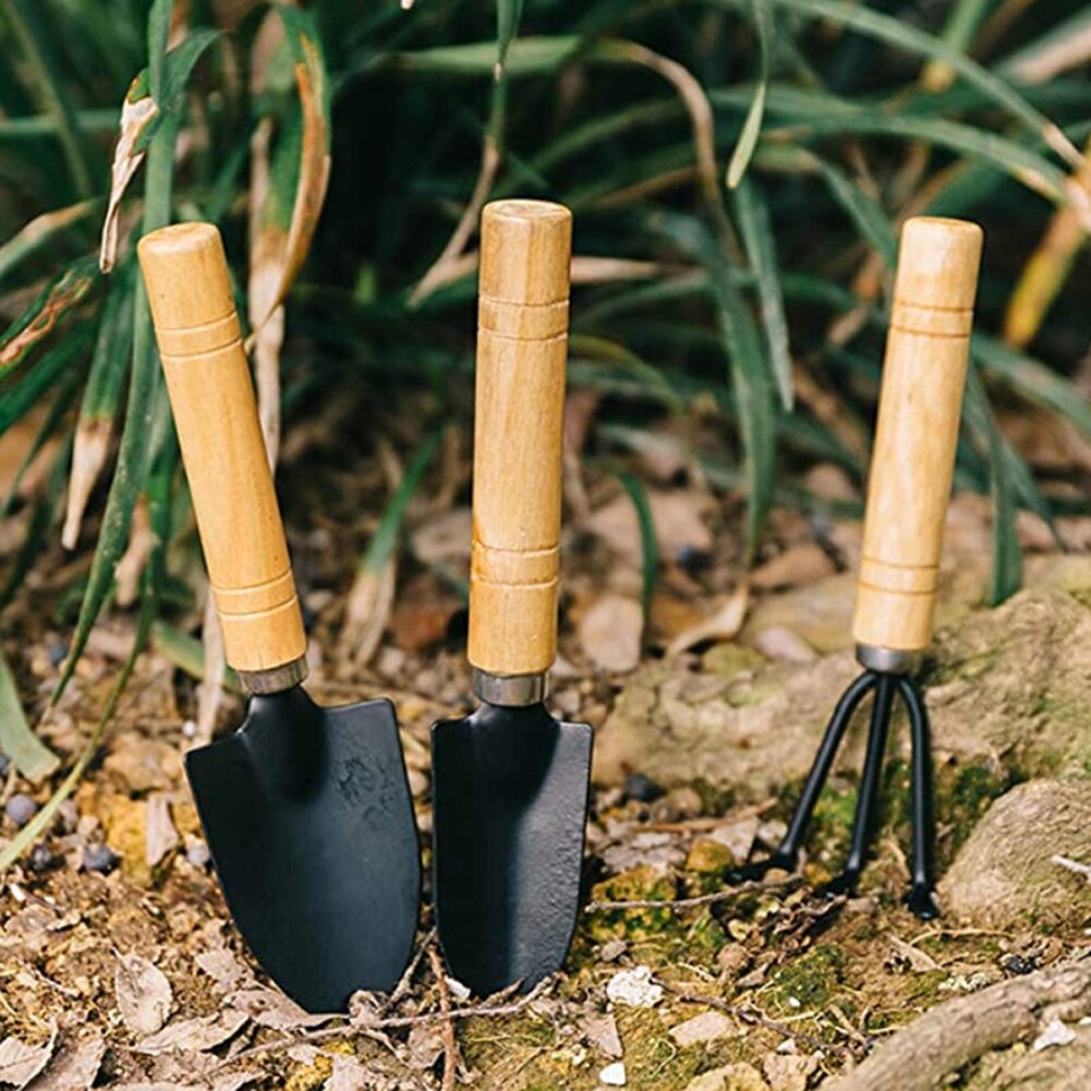 10 Pcs Garden Planting Tool Set Practical Wood Handle Mini Hand Transplanting Tools Outdoor Gardening Shovel Accessories