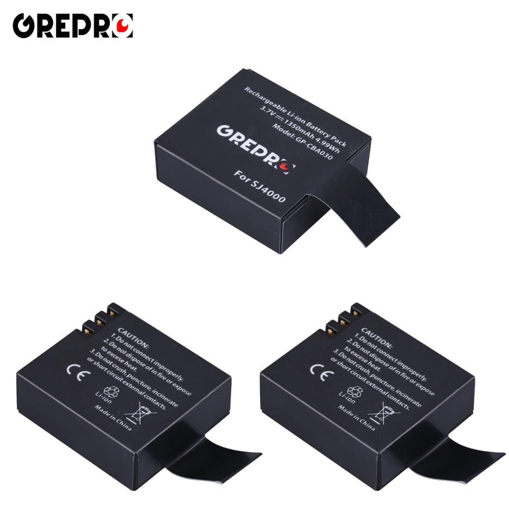 2 Pièces 1350mAh PG1050 SJ4000 PG900 batterie + LCD Double chargeur pour SJCAM SJ5000 SJ6000 SJ8000 M10 EKEN 4K H8 H9 GIT-LB101 GIT BA: 3Pcs