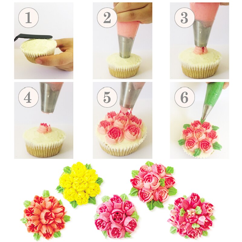 WALFOS 48 PCS Icing Piping Tips Set Tulip Nozzles Rose Bloemen Cupcake Maker Cake Decorating DIY Gebak Dessert Bakken Tool