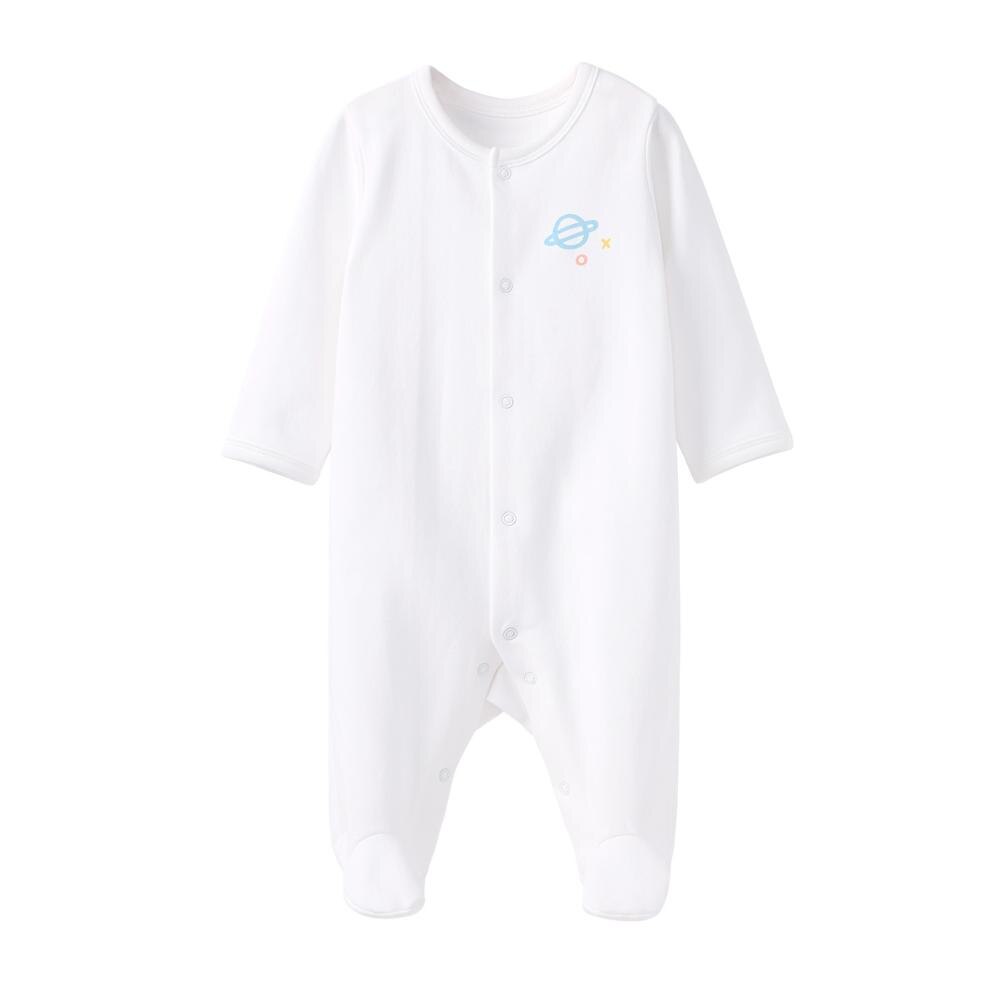 Pureborn Pasgeboren Baby Footies Biologische Katoenen Baby Jongen Betaalde Jumpsuit Solid White Slanke Baby Pyjama Naadloze: Cartoon planet / 6-9 Months