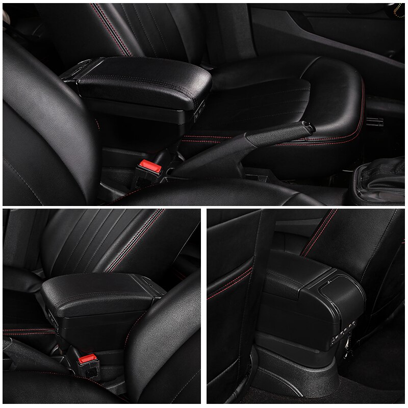 Soporte para reposabrazos Ford Focus, doble capa, retráctil, compartimento de almacenamiento para tienda central, soporte para vaso, Cenicero, interfaz USB, accesorios para coche