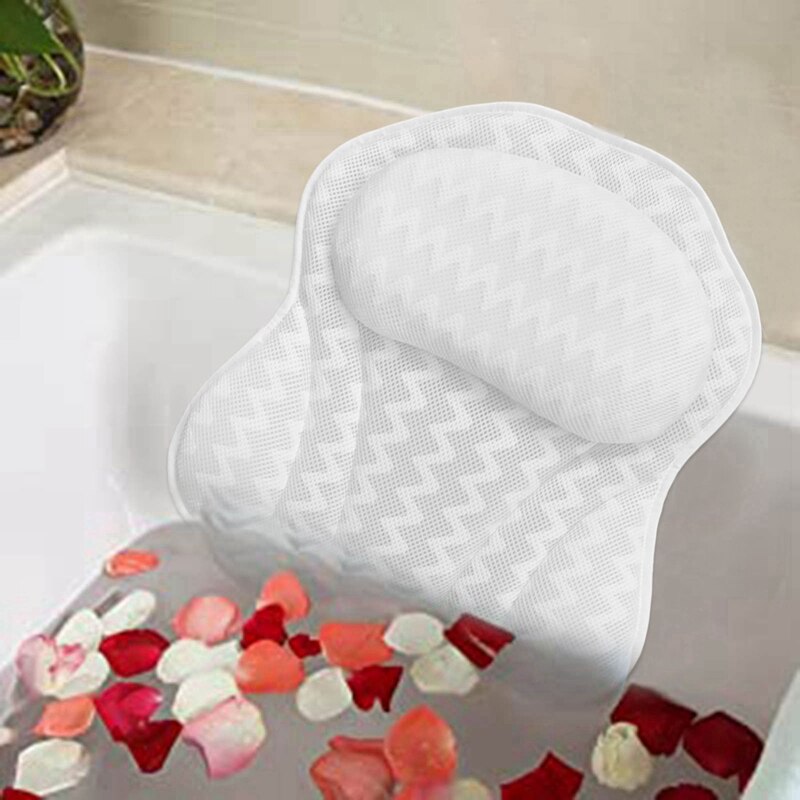 Oreiller De Bain Double Rose Lissoo Avec Ventouses Antidérapantes + 3 Bombes De Bain Bio