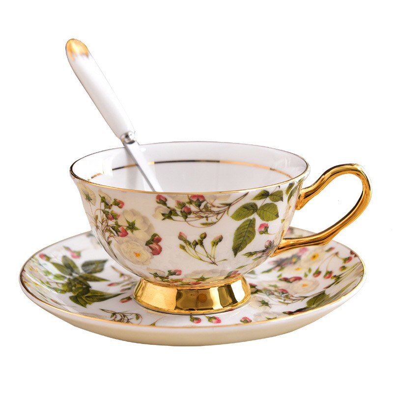 GLLead-tazas de café de cerámica con de flor rosa, juego de Taza de té y platillo de porcelana China, taza de porcelana de europea, bonito: Style C
