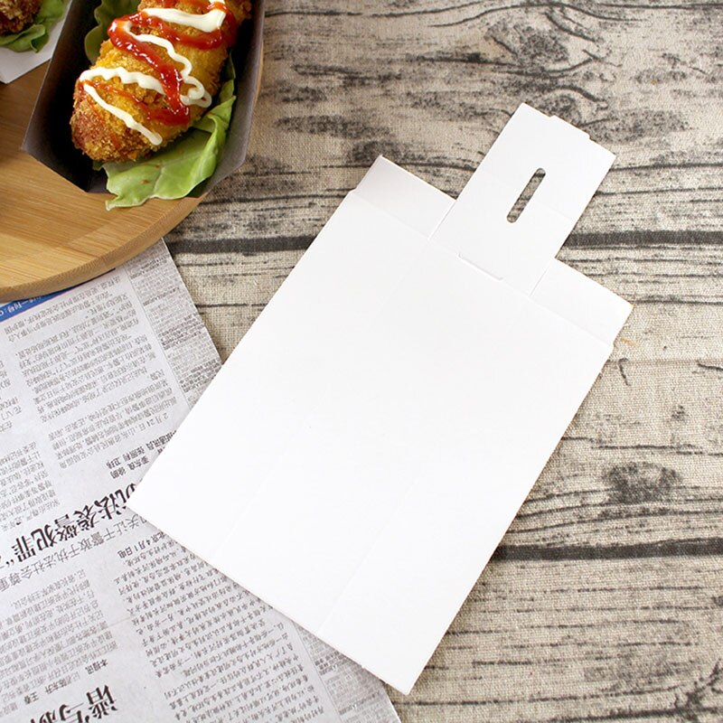 100pcs Disposable Cheese Dog Package Paper Box Dog Stick Packaging Box Street Snack Food Tray Take Out Box