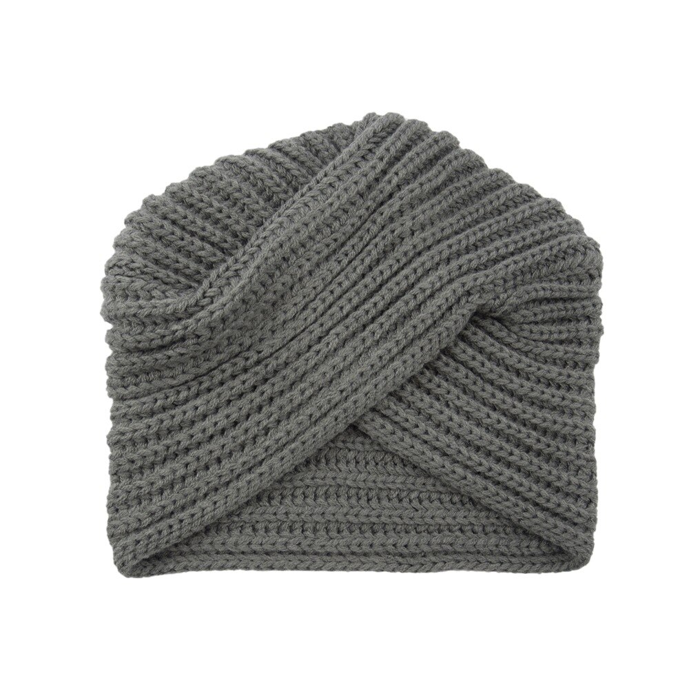 Sombreros de turbante de punto para mujer, gorros indios musulmanes, gorros de punto de lana, gorros cruzados, gorros bohemios con punta: Dark Gray
