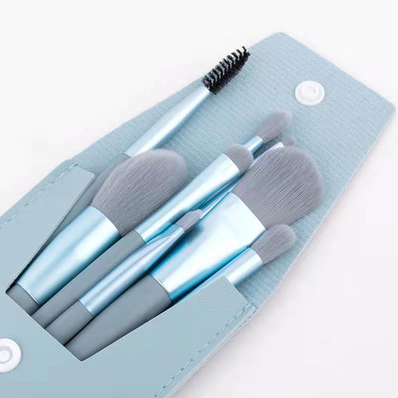 cuero maquillaje de PU bolsa de embalaje 8 Uds Mini viaje de pinceles de maquillaje juego de brochas cosméticas herramientas