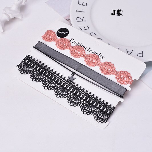 4 st/set populära multicolor sammet choker spets halsband rep kedja lager chocker vintage charm smycken för kvinnor: 8