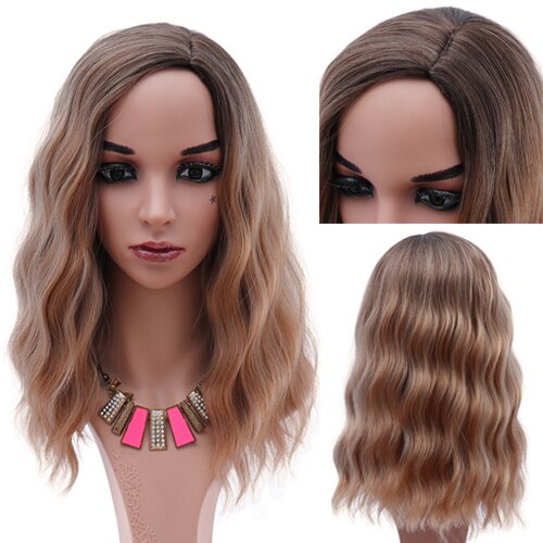 Czarne krótkie peruki z kręconymi włosami Natural Color Bob peruki dla kobiet 16 "syntetyczne włosy damskie zastępują tanie peruki: Ombre Blonde