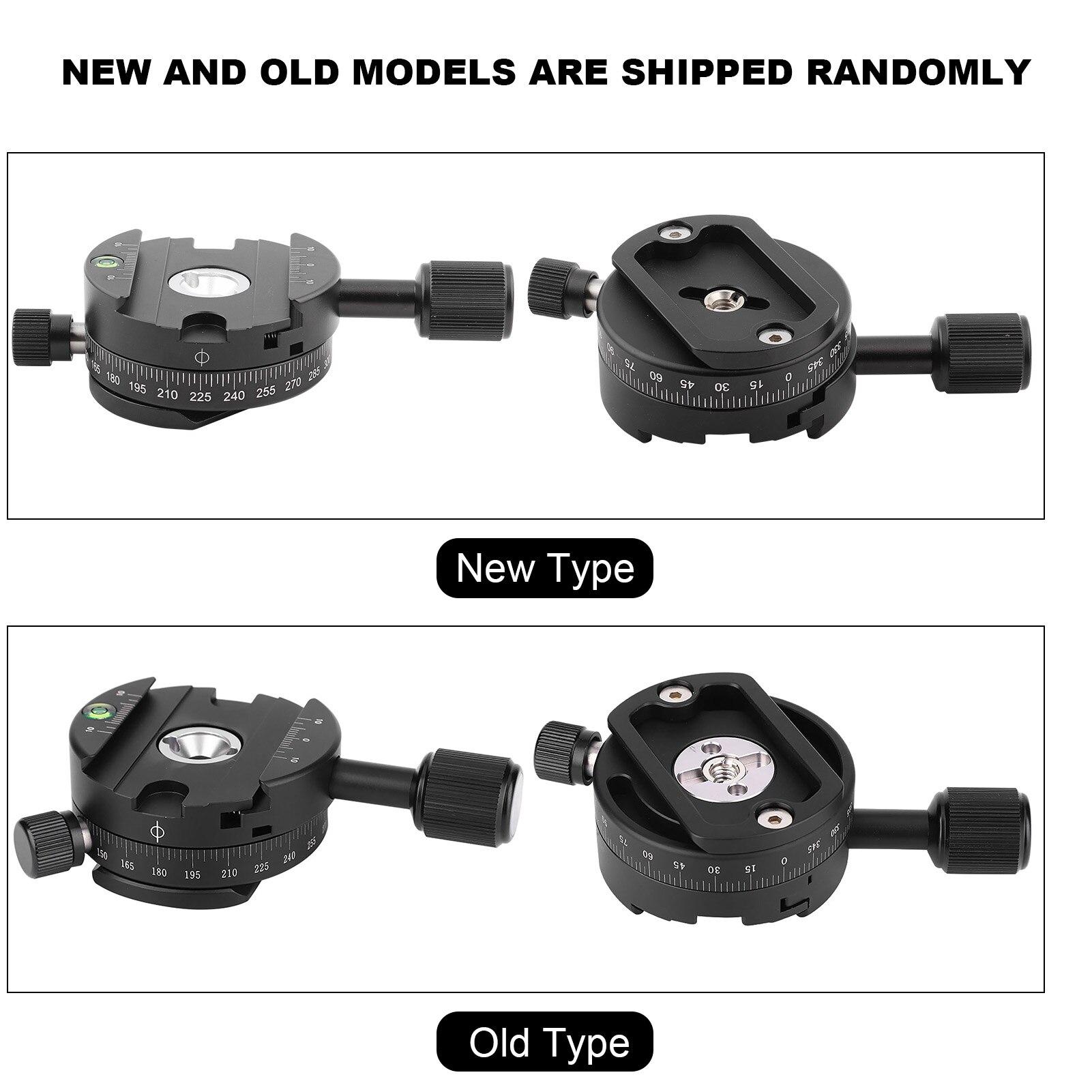 QJ-01 Aluminum Alloy 360 Degree Rotatable Panoramic Tripod Head with Scale Level for Arca Swiss Clamp Gimbal Head