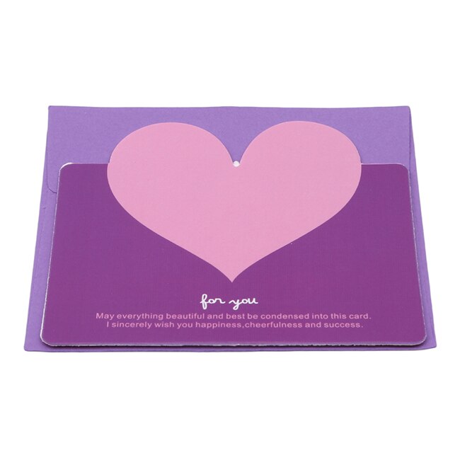 10Pcs/pack 3D Greeting Cards Handmade Heart Shape Paper Cut Valentines Mother's Day Christmas Wedding Card: pink heart on Purple