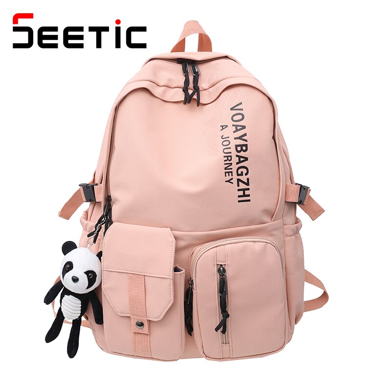 Seatic damenrucksack mit großem fassungsvermögen, wasserdicht, schulrucksack, diebstahlsicher, laptop-rucksack, unisex-reiserucksack mit vielen fächern: Rosa rucksack