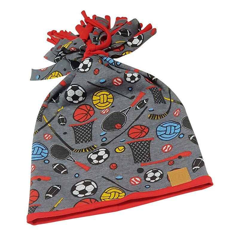 Babygiz Jongen Zwarte Mosterd Gekleurde Panda Gedrukt Dubbele Vouw Herfst Winter Lente Gebruik Gekamd Hoed Beanie Hals Kraag: Gray & Red / One size