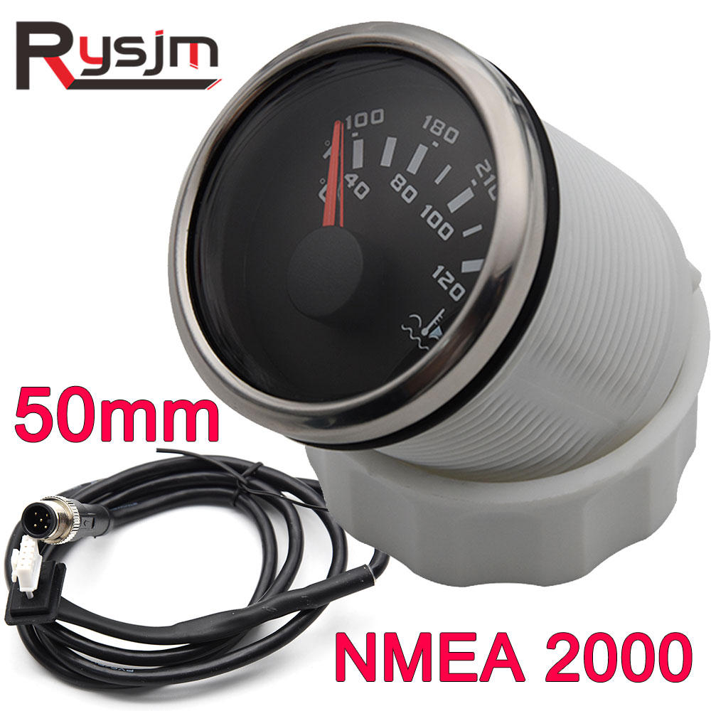 NMEA 2000 52mm Water Temperature Gauge Temp Meter For Boat Car Yachts 40-120 Celsius 100-250 F NMEA2000 Port Side Starboard STBD