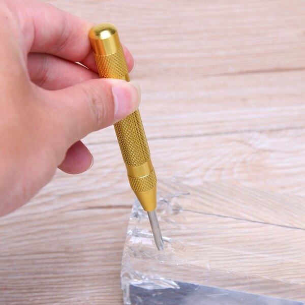 Gold/Black 5'' Automatic Center Pin Punch Spring Loaded Marking Starting Hole Tool