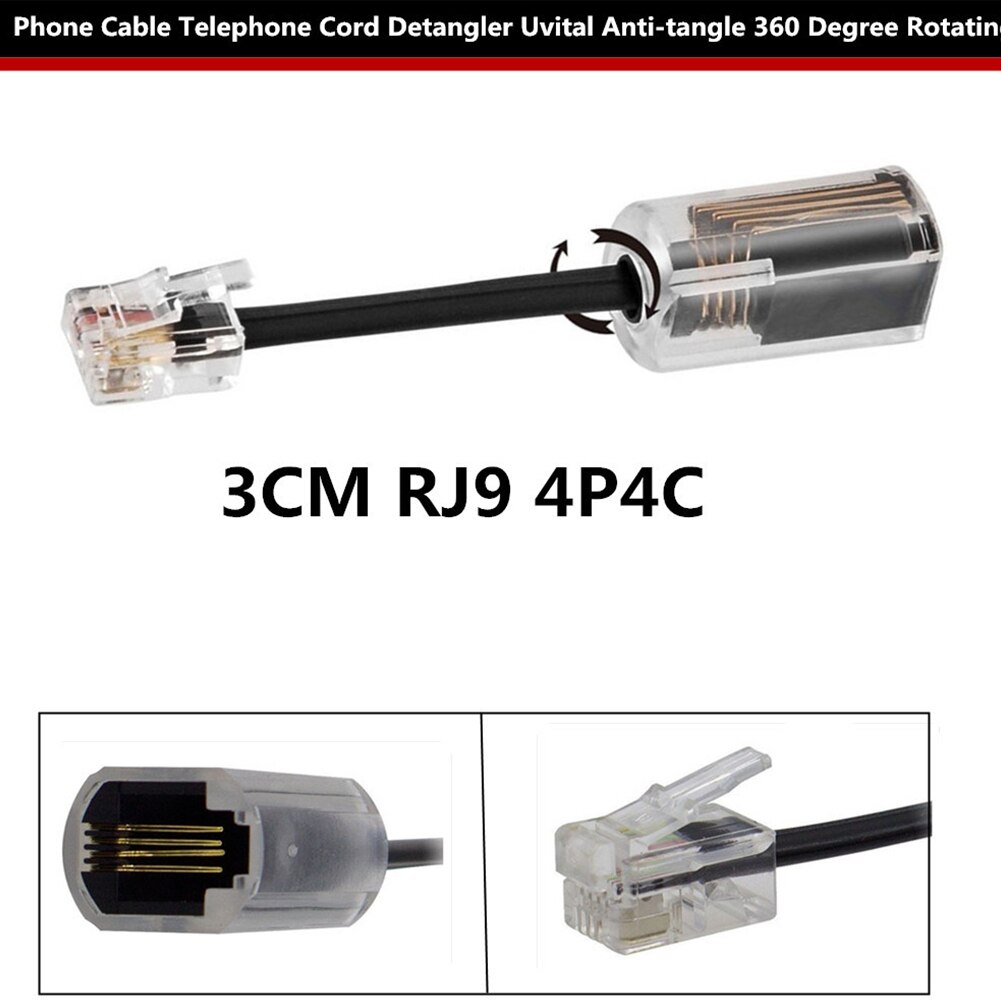 2Pcs Anti Kronkelende Connector 360 Graden Roterende Organisatoren Vaste Telefoon Kabel Ontklitter Kantoor Swivel Draadloze Bedrade