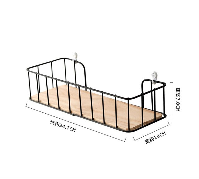 Dekorativa vägghyllor järn trähyllor garage kit förvaringsställ rum dekoration travar ornament förvaringsställ: Svart liten