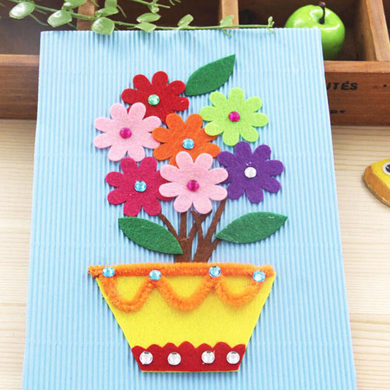 Manualidades de fieltro DIY para niños, apliques de corte de flores y pétalos de fieltro para álbum de recortes, decoración del hogar, accesorios de costura, paquete DIY para niños
