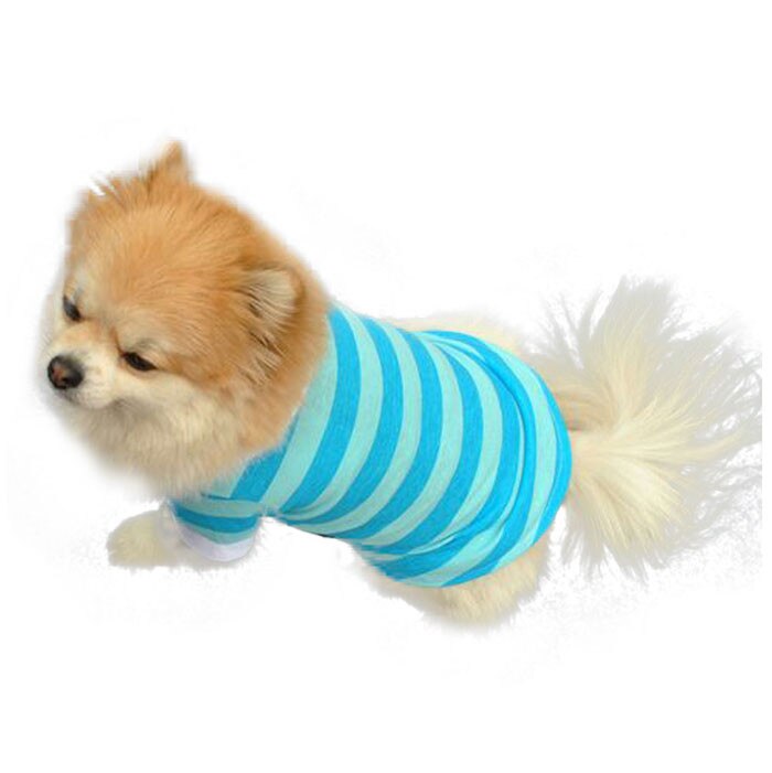 Billigt hundetøj til lille hund sommer hund t shirt vest hund hvalp afslappet t shirt tøj revers stribe bomuld