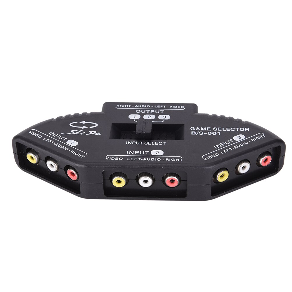 Tonbux 3-Way Audio Video AV RCA Splitter Black Switch Selector Box Splitter with/3 RCA Cable