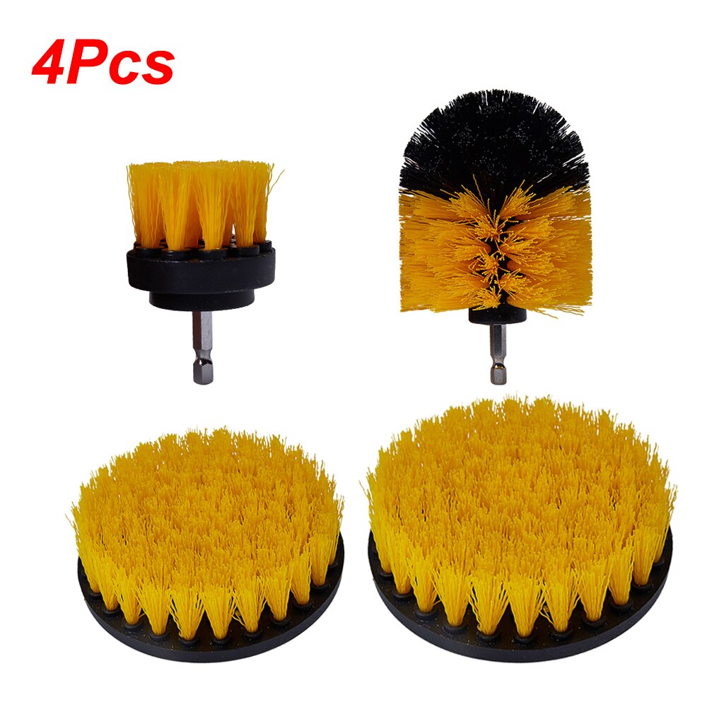 Cepillos de taladro para limpieza de llanta de rueda de coche, esponja de pulido, herramientas de lavado de coche para baño, bañera y cocina: 4Pcs