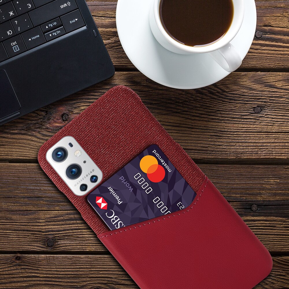 Estojo comercial com compartimentos para cartões, capa para OnePlus 9, 10 Pro, 9R, 9E, 9RT, One Plus 1 +, Nord 2, N100, N200, N10, N20, CE, 5G: TELA DE PINTURA / Vermelho