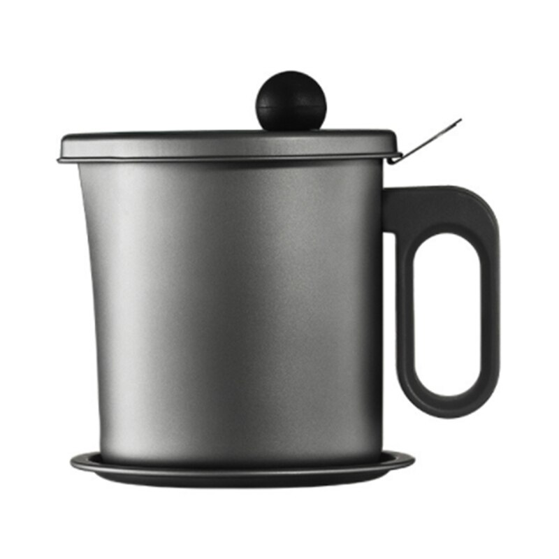 1.7l filtro de armazenamento de óleo da cozinha do agregado familiar garrafa de óleo de aço inoxidável com tampa recipiente de filtro de armazenamento de óleo da cozinha: Gray