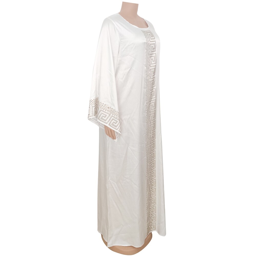 Kiinteät talvi afrikkalaiset mekot naisille muslimi maximekko lattiapituinen etninen tyyli timantit pitkähihainen femme kylpytakki abaya