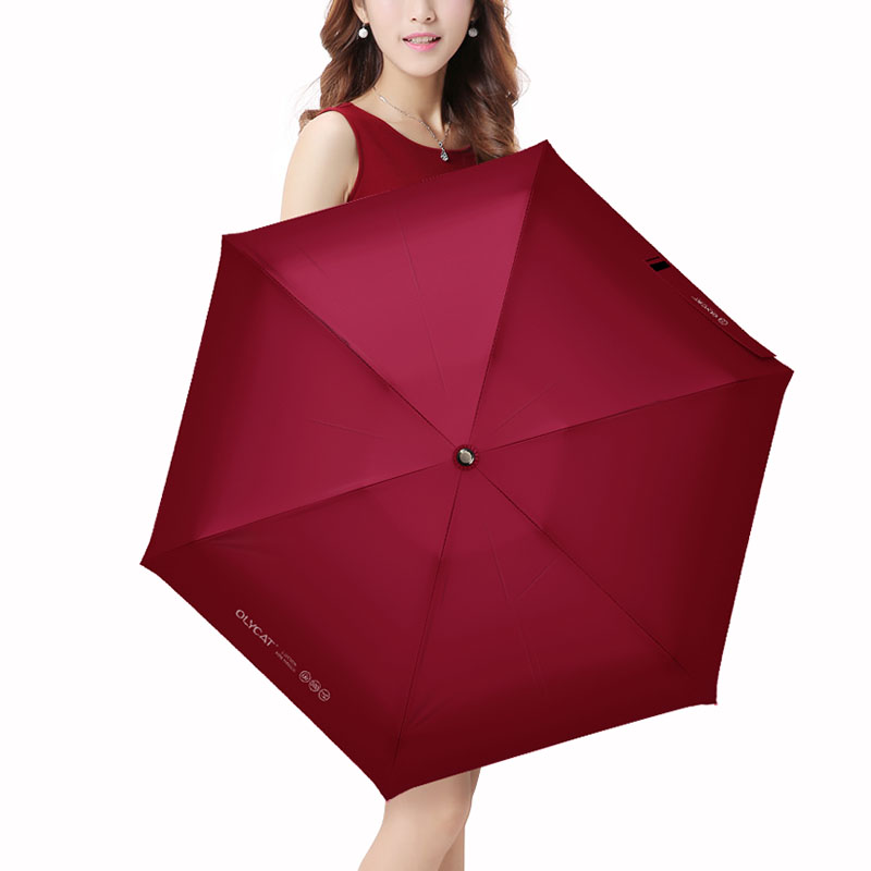 Olycat farverige mini paraply regn kvinder fem foldende parasol børn anti uv rejse parasol vindtæt lomme klar paraply