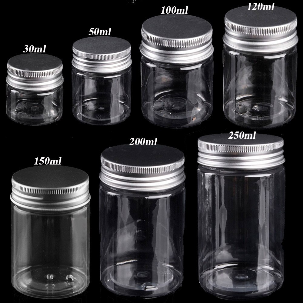 1 ud. Frasco de Bálsamo labial con tapa de aluminio de 30-250ml, envases de aceite, cera, muestra transparente vacía, caja de maquillaje, botella de viaje