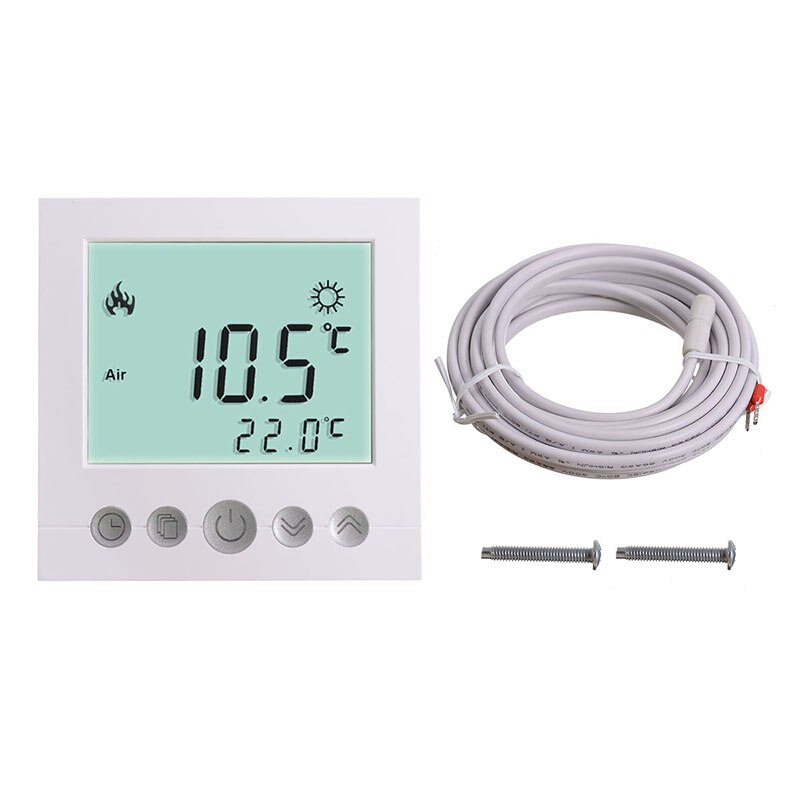 LCD Touch Screen Room Temperature Controller Thermostat Electric Heating Floor Heating Systems White