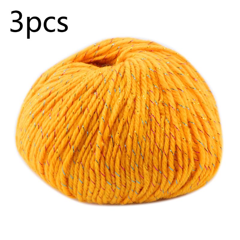 3 Roll 2 Strand Medium Thick Acrylic Fiber Hand Knitting Yarn Colorful Shiny Metallic Crochet Wool Thread for DIY Scarf: I