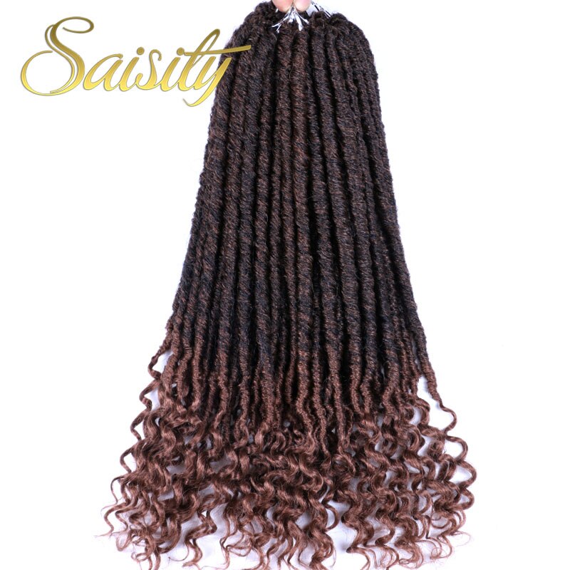 Saisity faux locs jumbo dreads flätor hårförlängningar 20 tum syntetisk mjuk naturlig loc frisyr virkat hår: T1b/30 / 9 st / parti
