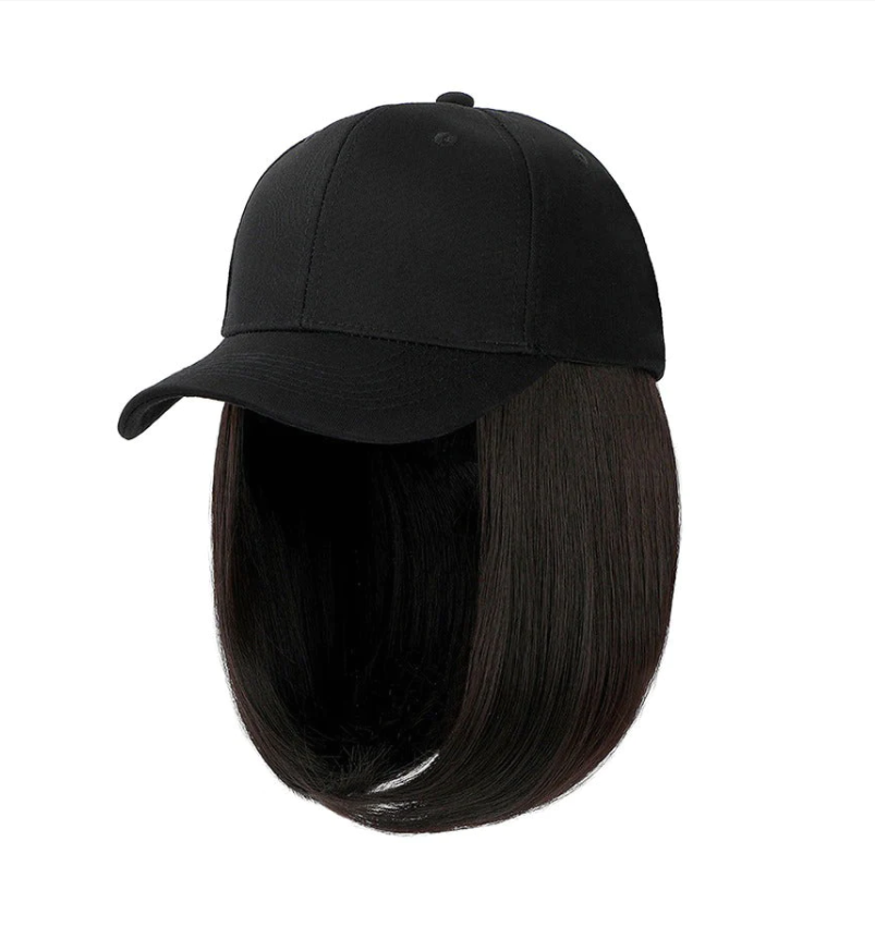 YLWHJJ Wig hat all-in-one female peaked cap short hair bob head trendy shade wig warm cap women: GRAY