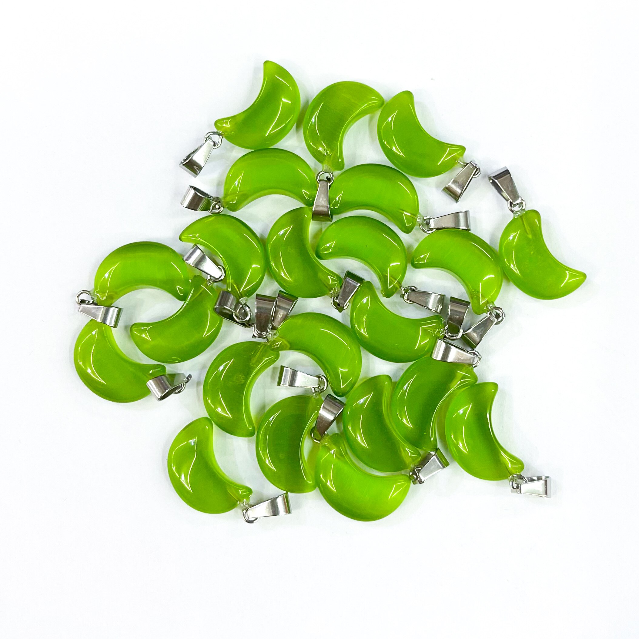 10 Stks/partij Kat Ogen Steen Maan Vorm Charmes Hanger Voor Diy Sieraden Maken Ketting Accessoires Gem Steen Vrouwen Sieraden