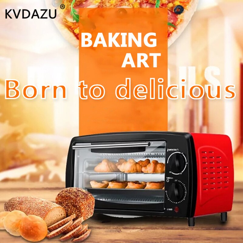 2 Layer 12L Mini Electric Baking Oven Home Pizza Oven Baking Tools For Cakes Chicken Wing Temperature Control Timing 220V