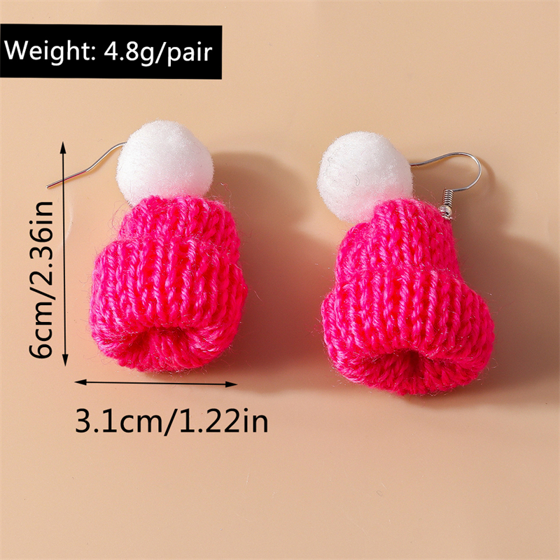 Simpatici orecchini pendenti con cappello di Natale lavorato a maglia fatti a mano per regali di gioielli per feste di Capodanno per ragazze da donna