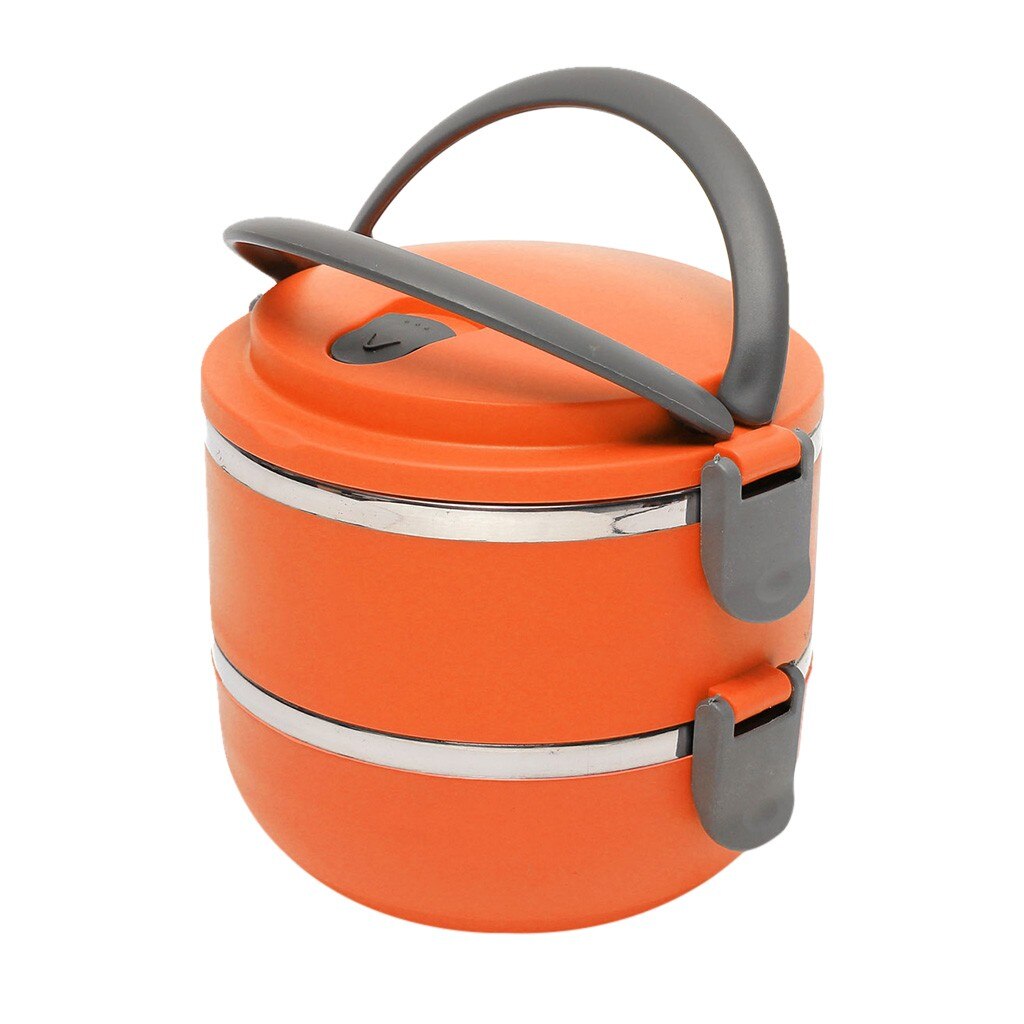 2 Lagen Eenvoudige Europese Stijl 304 Rvs Containers Thermische Lunch Case Geïsoleerde Bento Box Draagbare Voedsel Bergingen