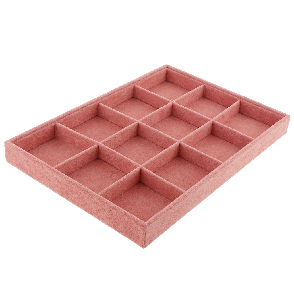 Fløjl smykker ring display organisator sag bakke holder halskæde øreringe bangle smykker opbevaring smykkeskrin stå lyserød: 4 35 x 24 x 3cm