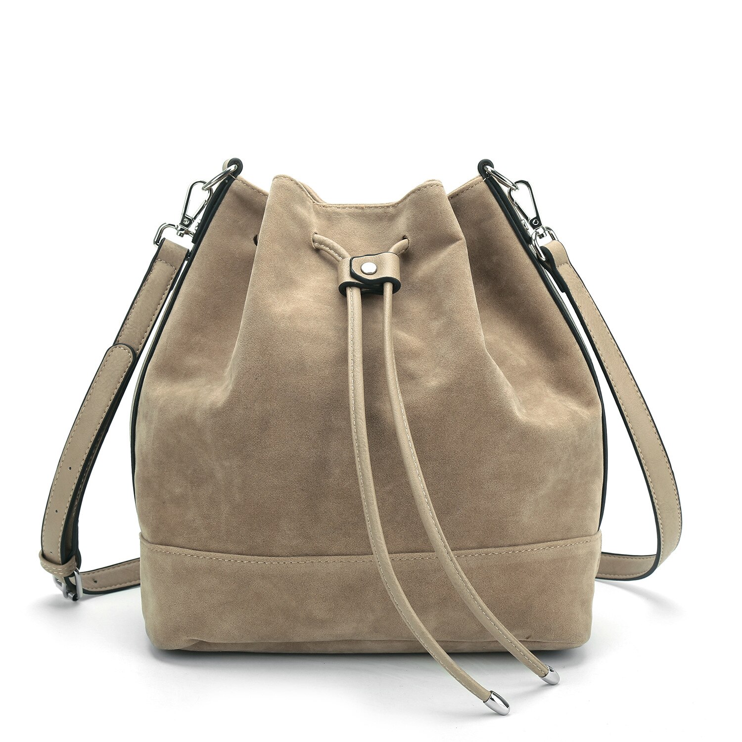 Borsa a secchiello da donna con tracolla in flanella di grande capacità Amazon: Khaki