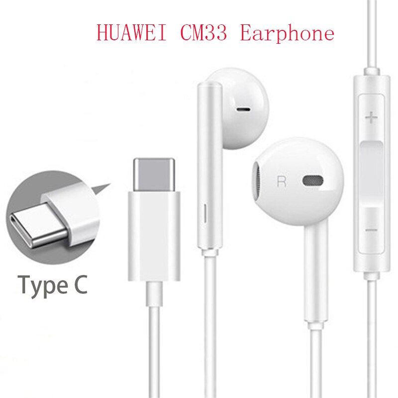 Original HUAWEI CM33 Earphone USB Type-C In Ear Hearphone Headset Mic Volume HUAWEI Mate 10 20 Pro 20 X RS P 10 20 30 Note 10