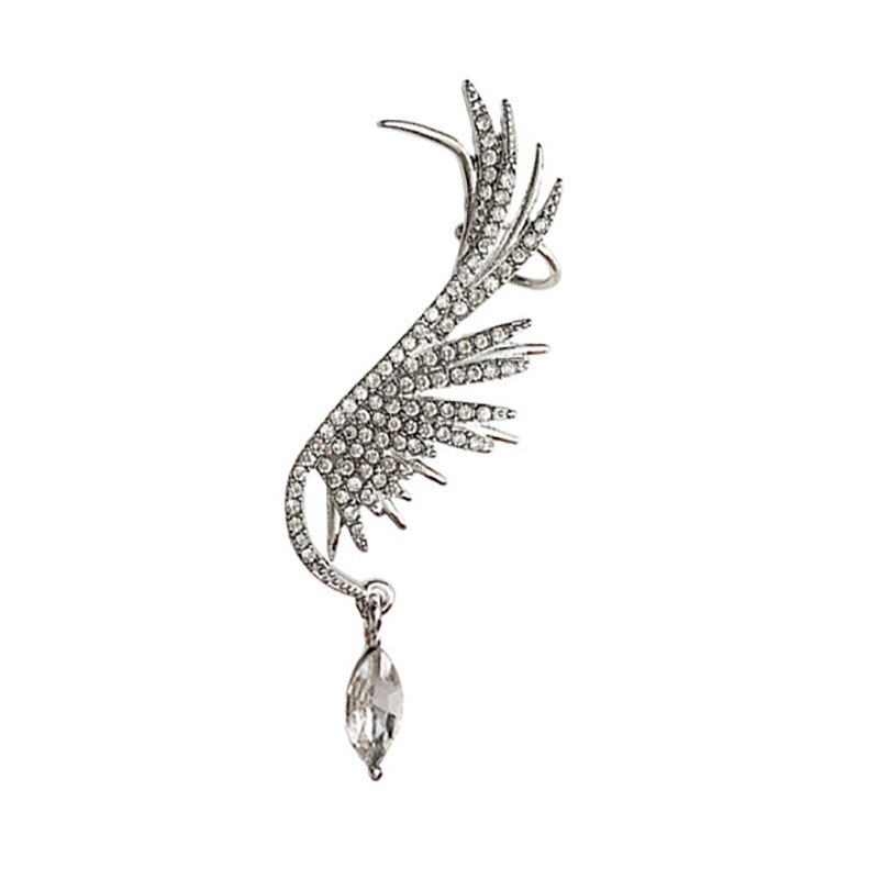 Flashbuy Enkele Koreaanse Angel Wing Strass Oorbellen Glanzend Boor Arc Oor Opknoping Clip Oorbellen Voor Vrouwen Ongebruikelijke Oor Manchet: Right