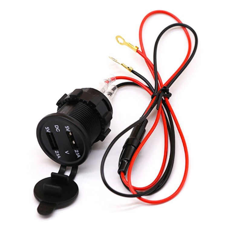 5v wasserdichte usb-ladebuchsen mit zwei anschlüssen und spannungsanzeige/voltmeter für 12-24v autos 2.1a boote und motorräder