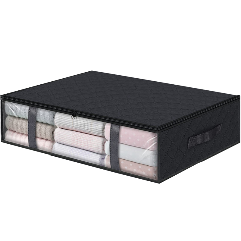 90L Sturdy Under Bed Storage Containers Organizer Large Capacity Clothes Bins and Bedroom Foldable Storage Bag with Clear Window: green