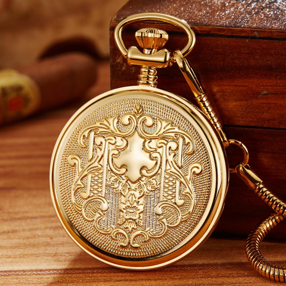 Reloj de bolsillo mecánico de plata de lujo para hombre y mujer, manecillas luminosas, Color dorado, números romanos, cadena Fob, automático, buen reloj, Rusia
