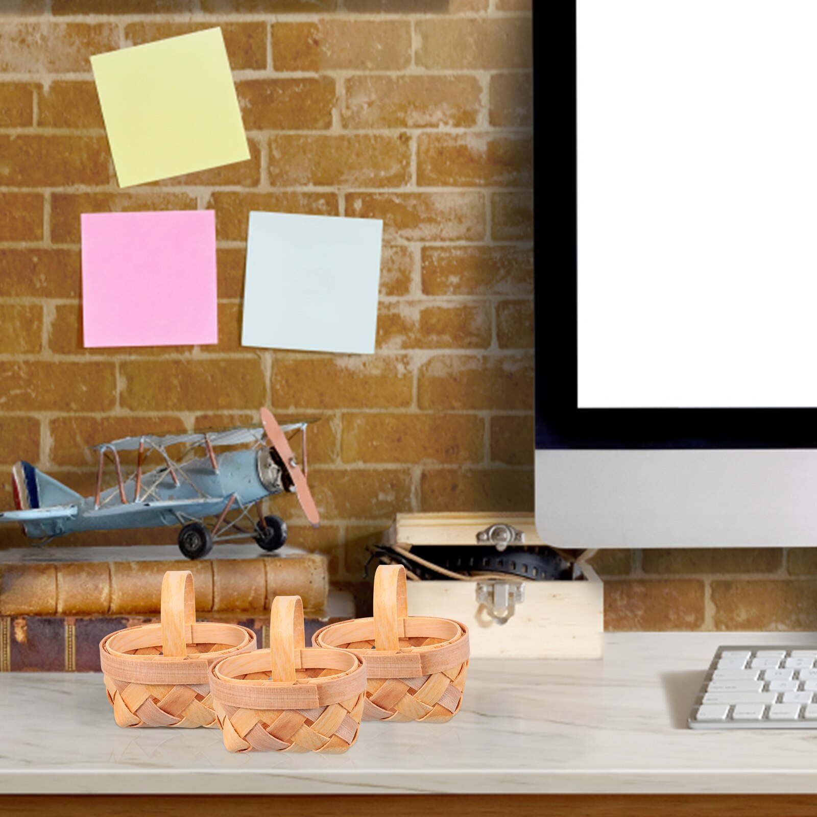 12 sztuk ręcznie tkane kosze drewniane kawałki kosze robić przechowywania mini kosze ozdoby