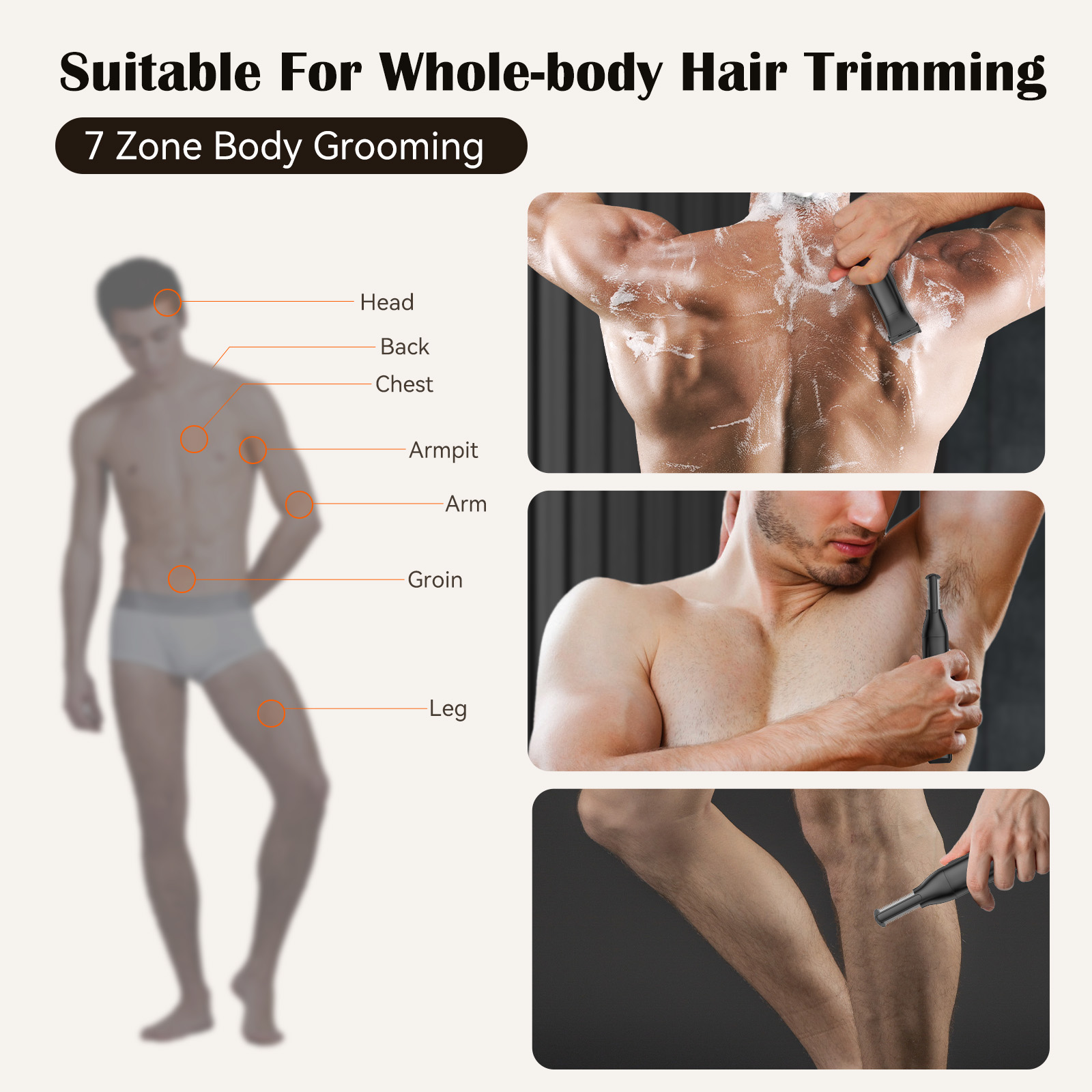 MAXGROOM 3In1 Body Hair Tirmmer voor mannen Dubbelzijdig mes IPX6 Waterdicht Baardscheermes Schaam Liestrimmer Nat/Droog Elektrisch scheerapparaat